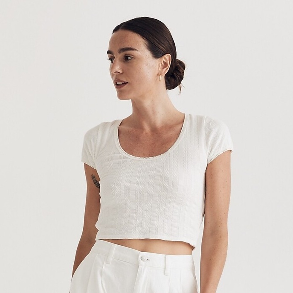 Madewell Pointelle Scoopneck Crop Tee